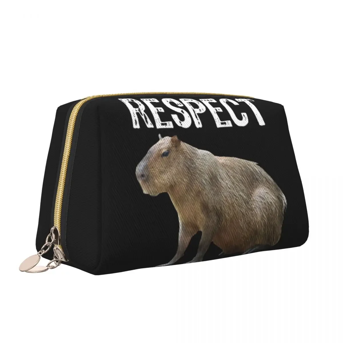 Respect The Capybara Funny Rodent Capibara Makeup Bag Women Travel Cosmetic Organizer Cute Storage Toiletry Bags