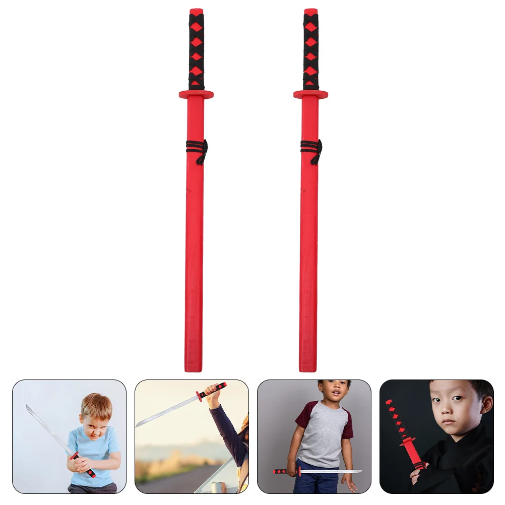 2 Pcs Toy Japanese Toys Simulated Swords Cosplay Wear-resistant Children Creative Halloween Red