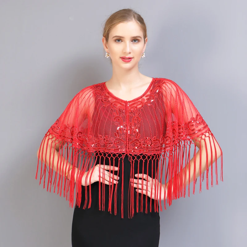 Vestido de baile latino personalizado para mujer, baile de ballet con lentejuelas, chal pequeño con borlas, chaqueta fina con protección solar, camisa holgada