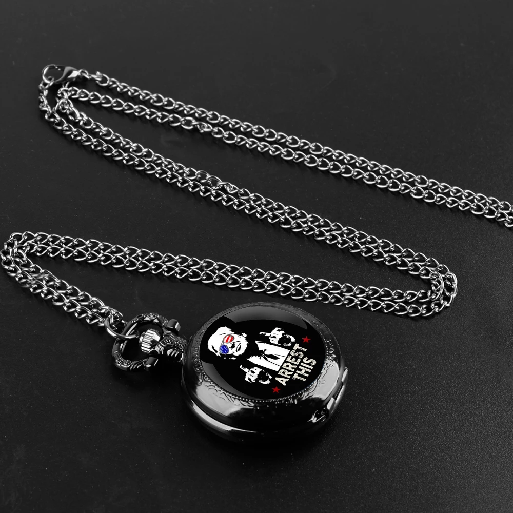 Creative Trump Victory Pendant Quartz Pocket Watch Souvenir Chain Pocket Watch Arabic Numerals With Personality Gift