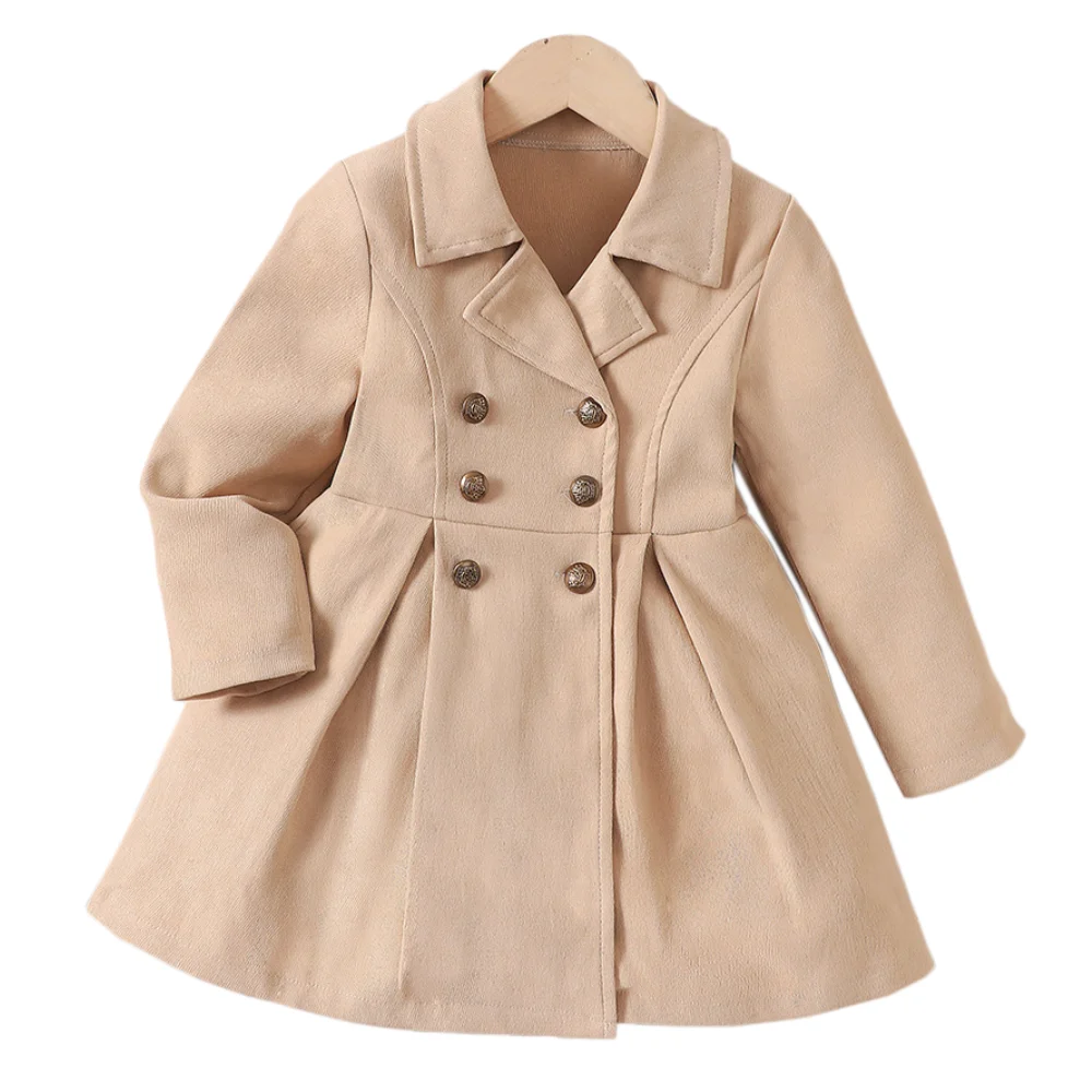 New Solid Color Lapel Long Sleeved Trench Coat for Girls In Spring and Autumn Fashionable and Versatile Runway Jacket