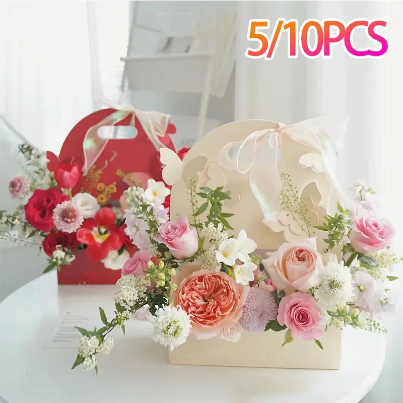 

5/10PCS 3D Hollow Butterfly Gift Box for Flowers Present Floral Arrangement Packaging Romantic Rose Bouquet Holder Favor boxes