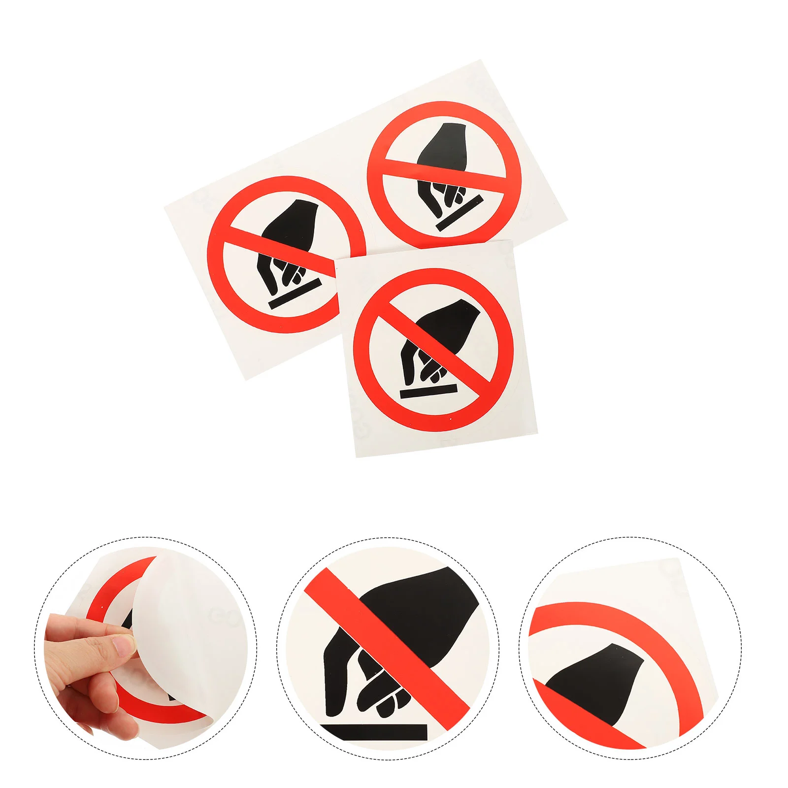 Sticker Warning Sign Stickers Round Vinyl Decal Peel and Safety Decals Danger No Touching Labels Adhesive Nail