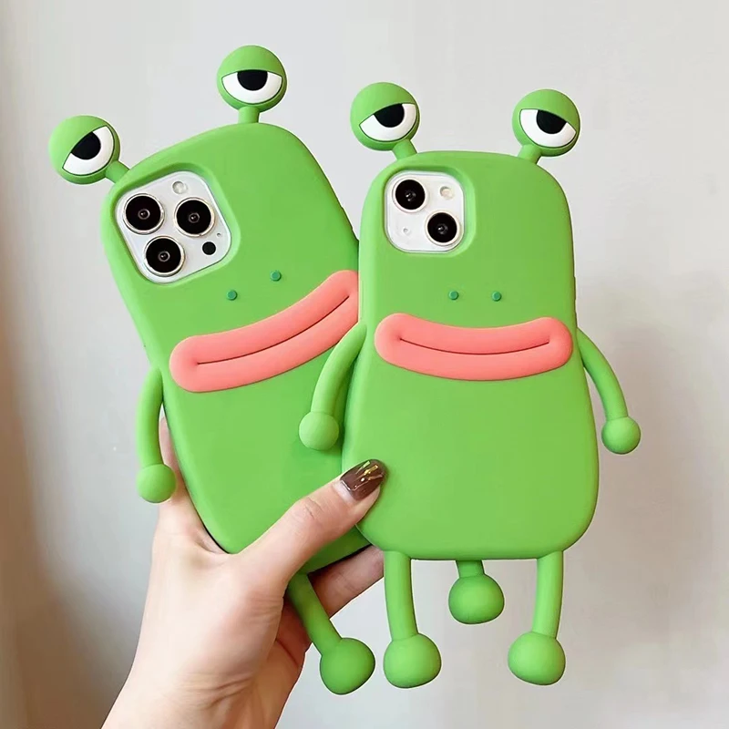Lustige, weiche 3D-Frosch-Handyhülle aus Silikon für iPhone 14 13 11 12 15 16 17 18 Pro Max XS 8 Plus, Cartoon, niedlich, stoßfest, Bumper-Cover – Detail 11