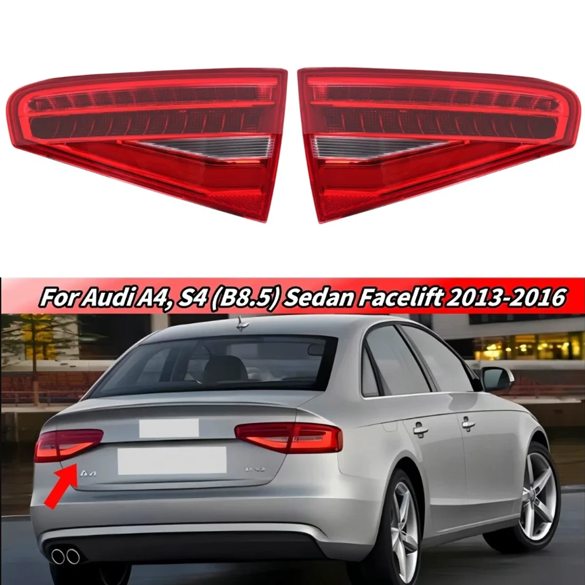Car Inner Rear Tail Light Lamp Brake Lamp Assembly For Audi A4 B8.5 2013 2014 2015 2016 8K5945093AC 8K5945094AC