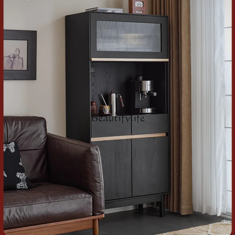 

01 Solid wood home living room multi-functional wall sofa side cabinet tea cabinet