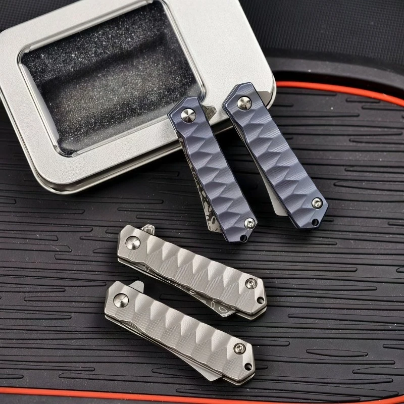 Damascus/D2 Blade Folding Pocket Outdoor Camping Hiking Fishing Survival Knife Hunting Portable Utility Fruit Knives EDC Tools view 2