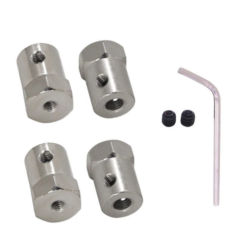 2pcs Hex Coupler Plating Rigid Tire Connector 2/3/3.17/4/5/6/7/8mm Hexagonal Shaft Coupling Motor Transmission Connector