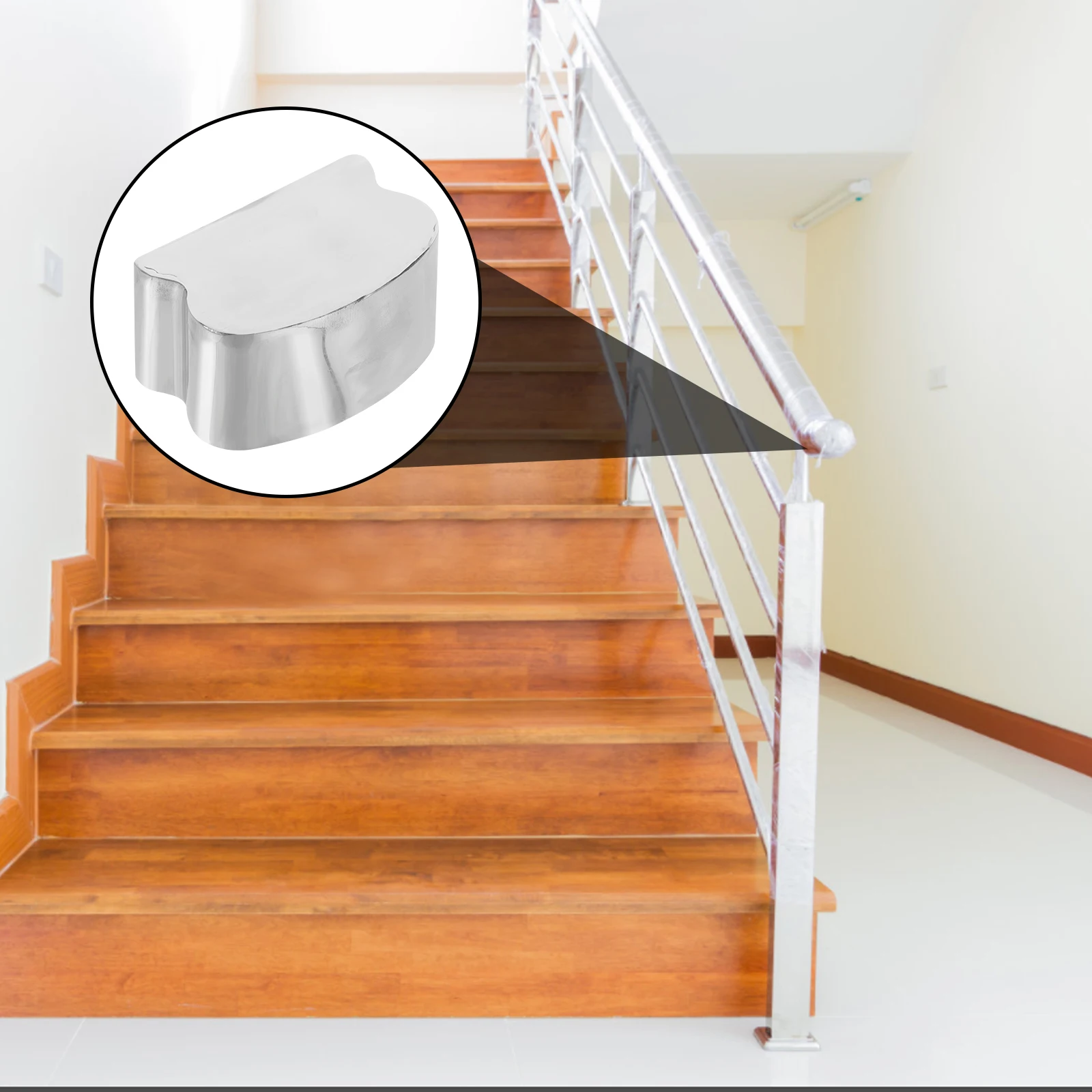 Tappo terminale per corrimano in acciaio inossidabile Accessorio di ricambio per scala in argento resistente alla corrosione durevole Tappo per tubo di facile installazione