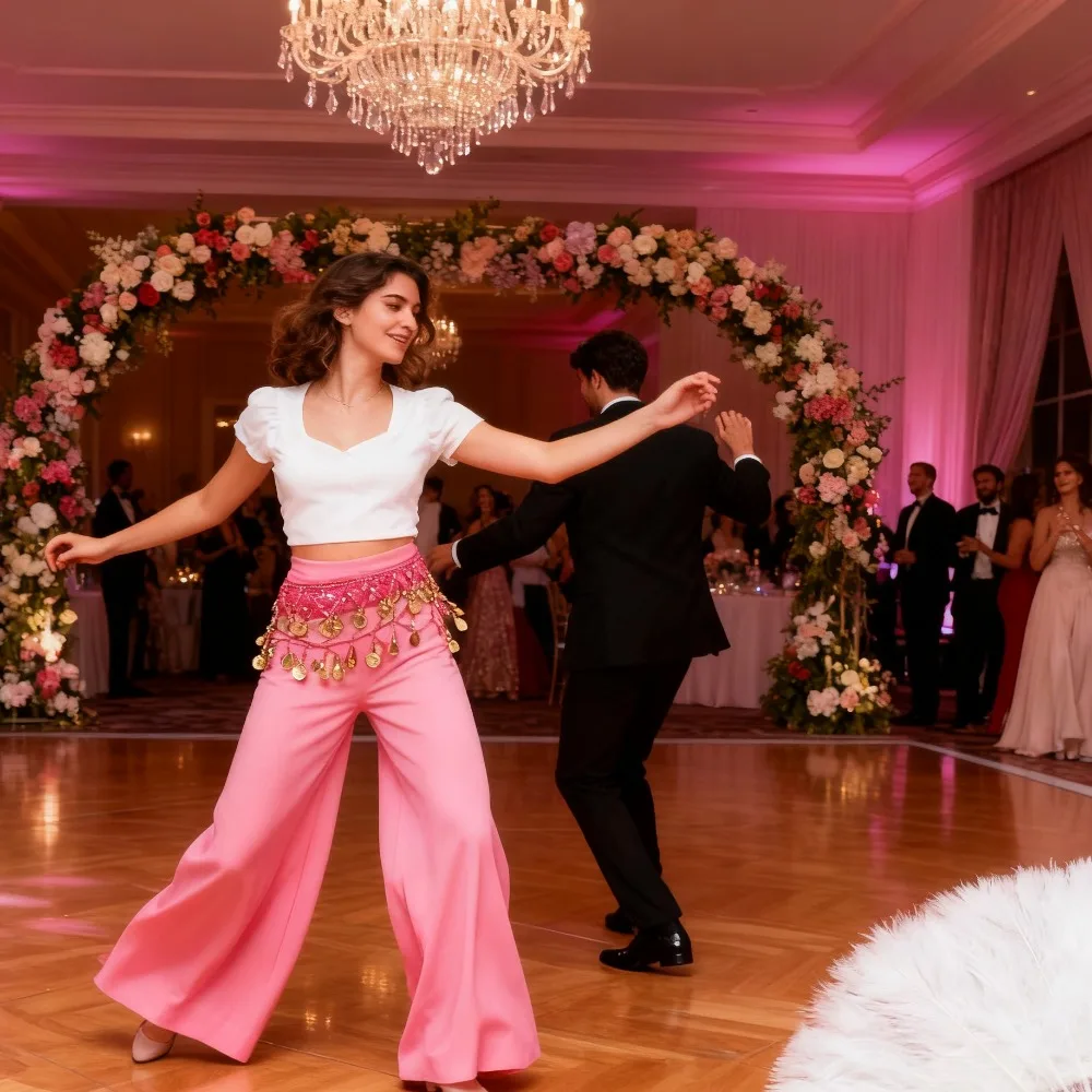 Serviette de hanche multicouche pour danse du ventre, avec pièces suspendues, chaîne de taille à pampilles
