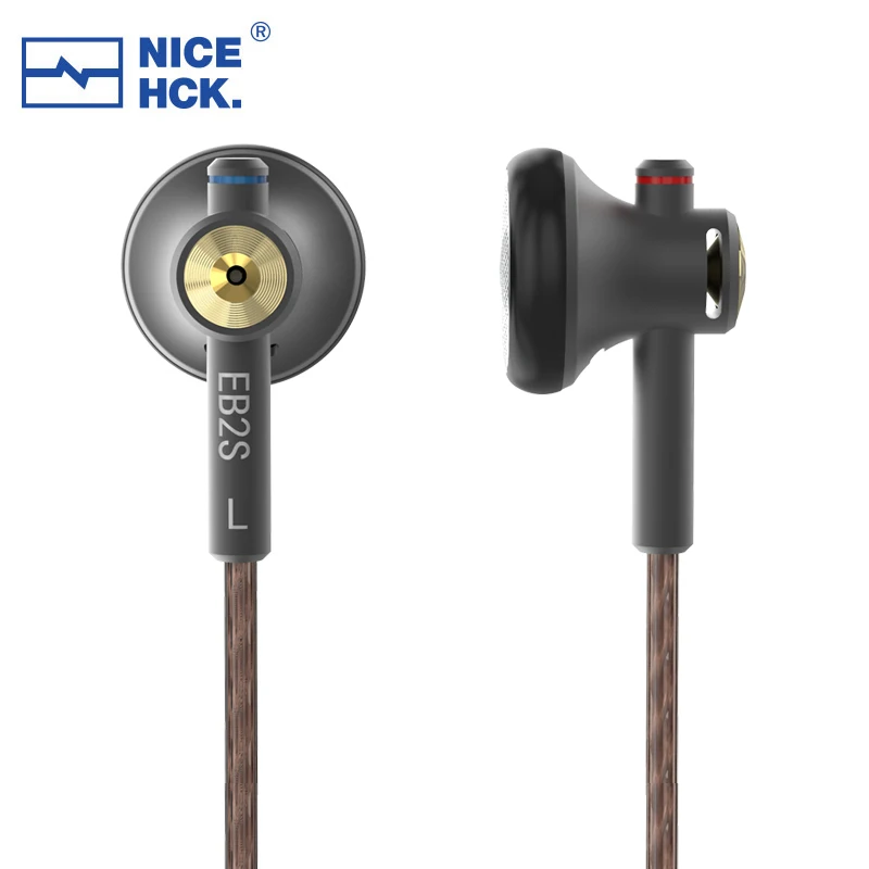 NICEHCK EB2S Cost-effective Flat-head Earphone 3.5mm Earbud 15.4mm Dynamic Driver HIFI Vocal In-ear Headset With Microphone