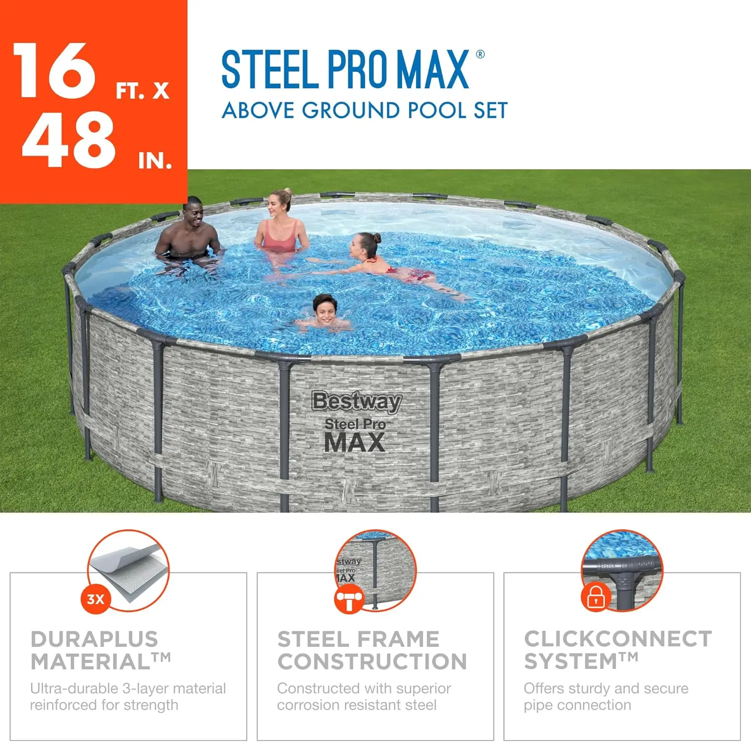 Pro   Ground Swimming Pool Set (16' x 48