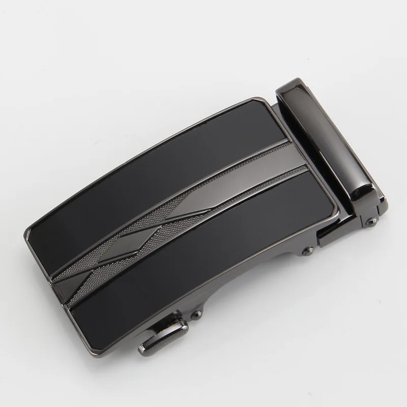 Black Matte 3.5cm Men's Automatic Belt Buckle Fashion Geometric Pattern Versatile Casual Belt Accessories Business Alloy Buckle