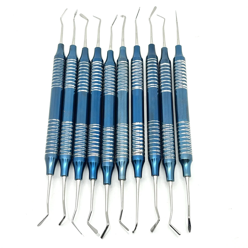 

10Pcs/set Dental Composite Resin Filling Spatula Double Head Titanium Plated Head Fill Aesthetic Restoration Knife Dentist Tool