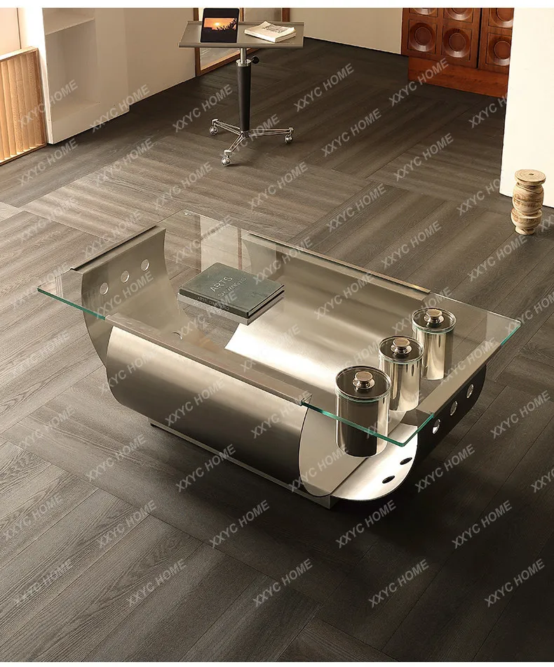 

Super white tempered glass coffee table modern art feeling living room coffee table