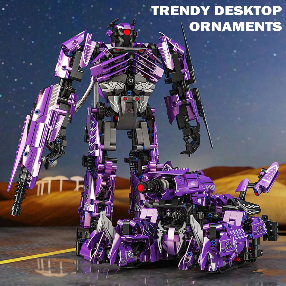MOC – blocs de construction Mecha créatifs 2 en 1, Transformation violette, armure mécanique, figurines de Robot, briques, jouet, cadeau pour enfants et adultes