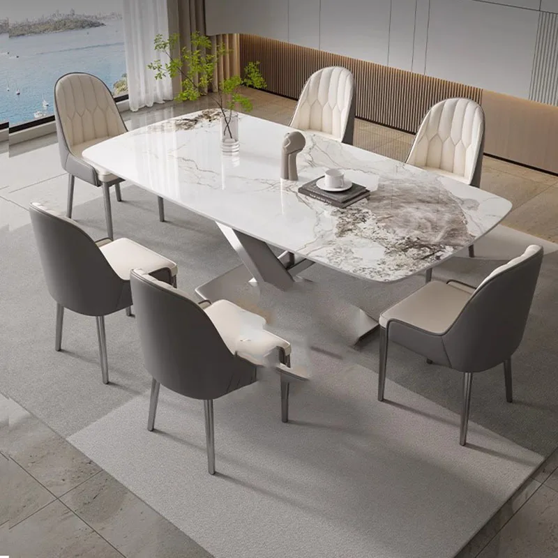 Breakfast Luxury Dining Table White Modern Kitchen Elegant Dining Table Chairs Hospitality Mesa Comedor Living Room Furniture