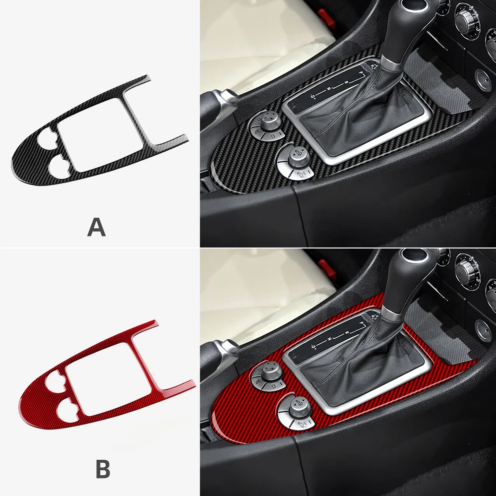 

For Mercedes Benz SLK R171 2004 2005 2006 2007 2008 2009 2010 Car Central Control Gear Shift Real Soft Carbon Fiber Trim Sticker