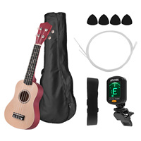 21 Inch Colored Acoustic Soprano Ukulele Uke Kit Basswood with Carry Bag 1 Uke Strap Strings Tuner and 4 PCS Picks