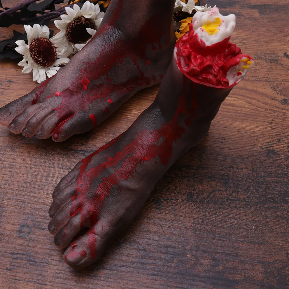 1 زوج واقعية الدموي وهمية قطع القدم كسر الساق هالوين الديكور كرنفال مخيف منزل مسكون المزحة الدعامة