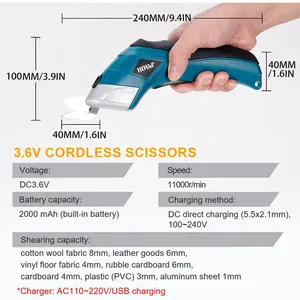 Multifunctional Electric Scissors, Fabric Cutting Machine, Leather Scissors, Tungsten Steel Blades, USB Rechargeable Tool, 3.6V 8 Main Sales Fabric Cutting Machine - №5
