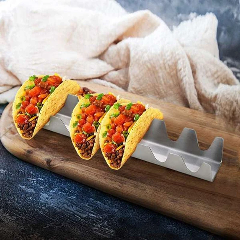 4Pc Taco Holder Shell Baking Food Rack Stainless Steel For Dishwasher Oven Grill