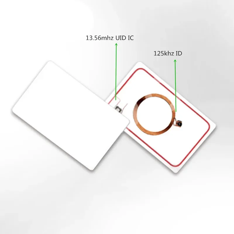 IC ID UID tarjetas de llave compuestas regrabables, llavero, Chip Dual, frecuencia RFID 125KHZ, T5577, EM4305, 13,56 MHZ, intercambiable, grabable