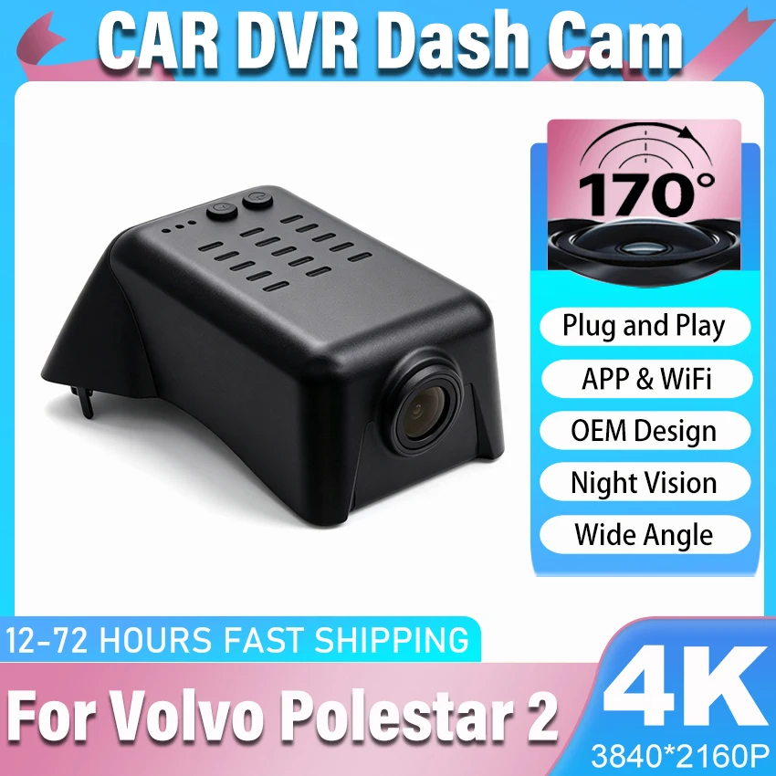 Dash Cam 4K for Polestar 2 Polestar2 2026 2025 2024 2023 2022, Plug and Play Car DVR Dashcam Camera Video Recorder for Volvo