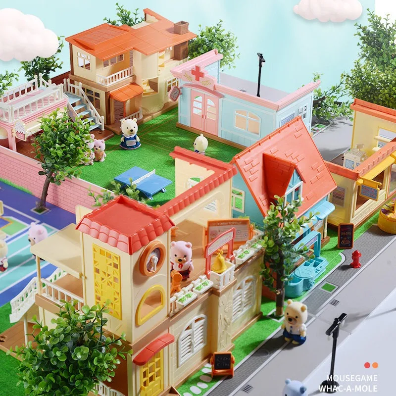 Wooden Dollhouse Toy for Girls, Miniature Castle Pretend Play Set, Princess Room Furniture for Kids Gift