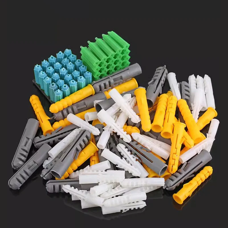 M4 M5 M6 M8 M10 M12 M14Plastik Pipa Ekspansi Tabung Steker Karet Colokan Dinding 20-100 Buah Jangkar Bergaris Plastik untuk Sekrup Penyadapan Sendiri