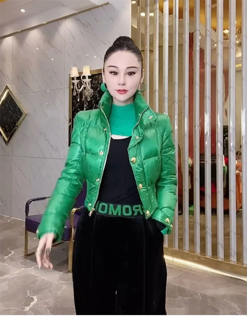 Korean Down Cotton Jacket Women 2025 New Winter Loose Stand-up Collar Casual Short Waterproof Parka Outwear Ladies Warm Overcoat