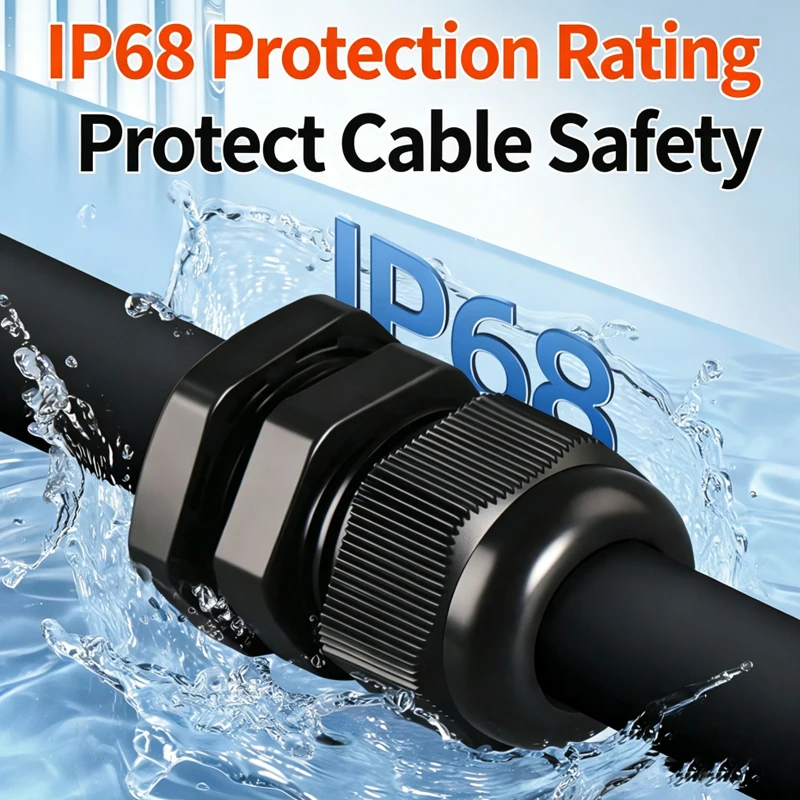 20Pcs IP68 Nylon Waterproof Cable Gland, Plastic Seal Joint M8 M10 M12 M14 M16 M18 M20 M22 M24 Cable Fixing Connector