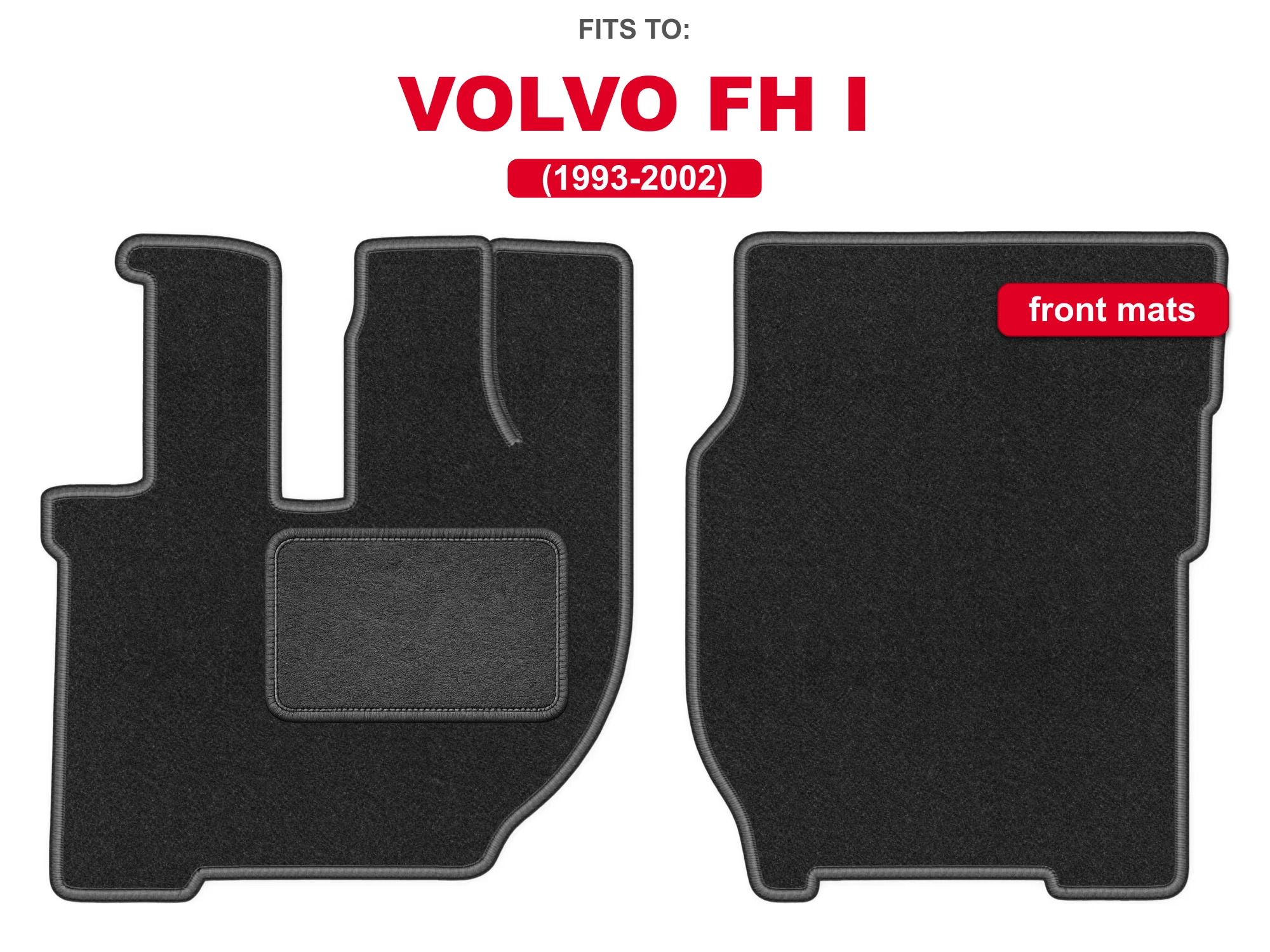 Velour vloermatten voor: Volvo FH I 1993-2002 vrachtwagen grafiet set auto vloermatten voor voertuigvloer