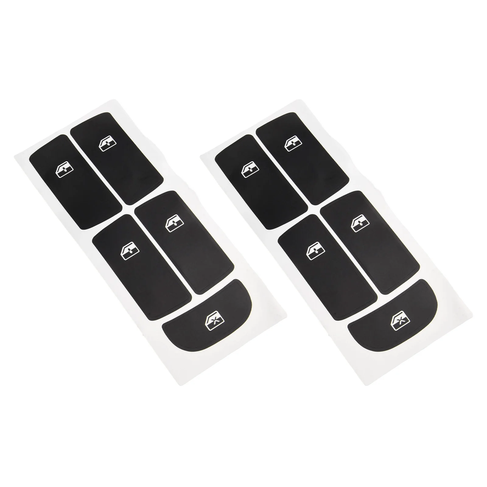 ل SAAB 9-3 03-12 زر التحكم ملصق إصلاح مجموعة 2 قطعة عالية الجودة الفينيل الأسود تراكب مع حروف بيضاء لأزرار الضغط