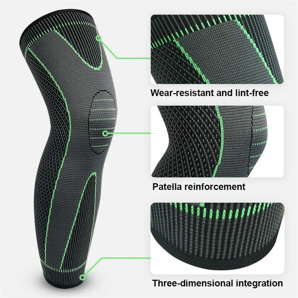 Leg Knee Support Protectors Compression Long Full Legs Sleeve Anti-Slip Support Brace Arthritis Running Gym Sport Knee Pads