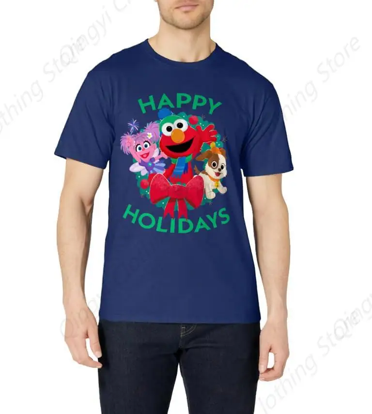 Happy Holidays Christmas Wreath With Elmo T-Shirt