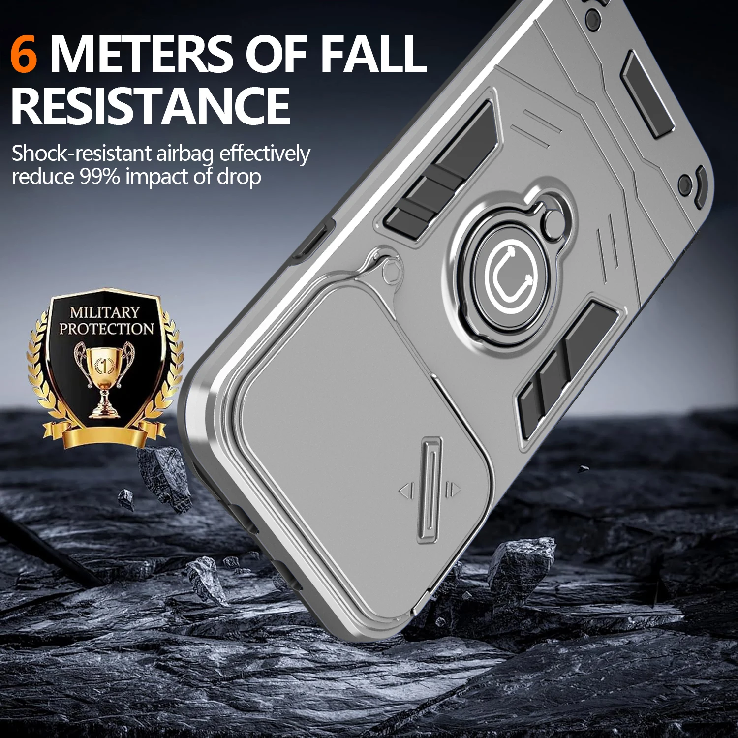 Rugged Armor Shockproof Case For Infinix Note 60 Pro Edge 5G X6887 Smart 20 X6840 Sliding Window Metal Ring Holder Phone Cover