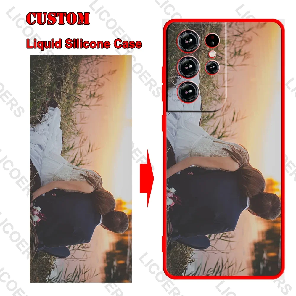 DIY Case for Samsung Galaxy S26 S25 S24 S23 S22 S21 Ultra Plus Note 20 Case Liquid Silicone Customiz Picture Photo Soft Cover