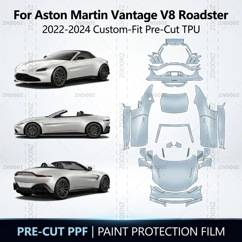 For Aston Martin Vantage V8 Roadster 2022-2024 Custom-Fit Pre-Cut TPU PPF Kit Self Full Vehicle Glossy Clear Matte Black