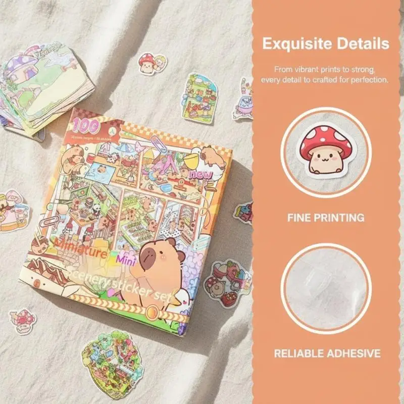 

50Scenes In 1 Box Miniature Scene Landscape Stickers Girls Birthday Gifts Three-Dimensional House Stickers Toys
