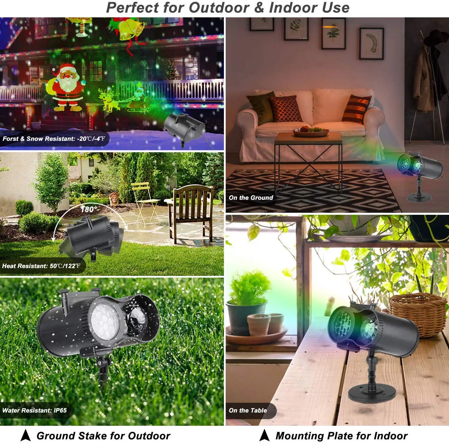 ضوء جهاز عرض LED للعطلات 20 أنماط ديناميكية عدسة 6 فتحات مقاومة للماء لحديقة عيد الميلاد الخارجية #1