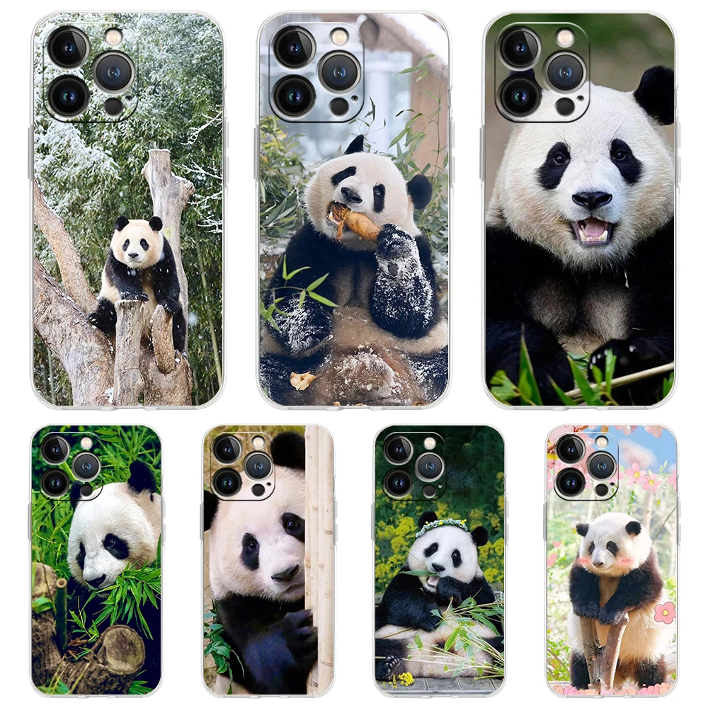 Fubao panda Phone Case For iPhone 15 14 13 12 Mini 11 Pro Max XS X XR 7 8 Plus Clear Shockproof Silicone TPU Cover