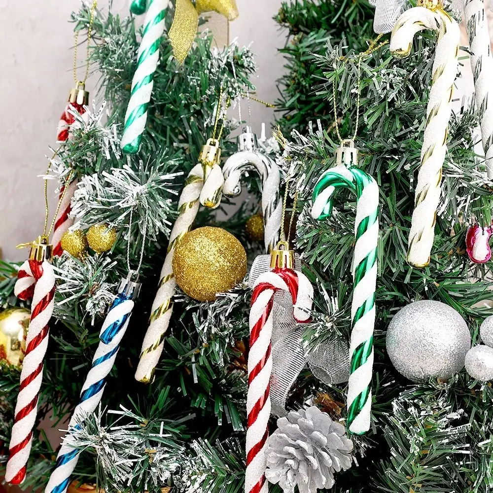 6pcs New Plastic Christmas Hanging Decoration 8 Colors Candy Cane Xmas Ornament Ball Electroplated Xmas Baubles