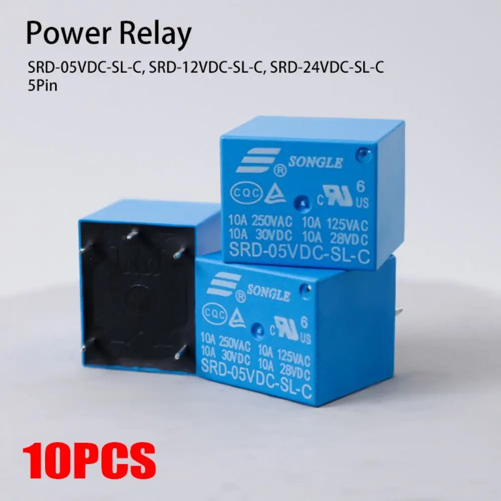 10pcs Mini PCB Type 5V 12V 24V DC 10A 5 Pin SRD-24VDC-SL-C Power Relay Relays SRD-05VDC-SL-C SRD-12VDC-SL-C