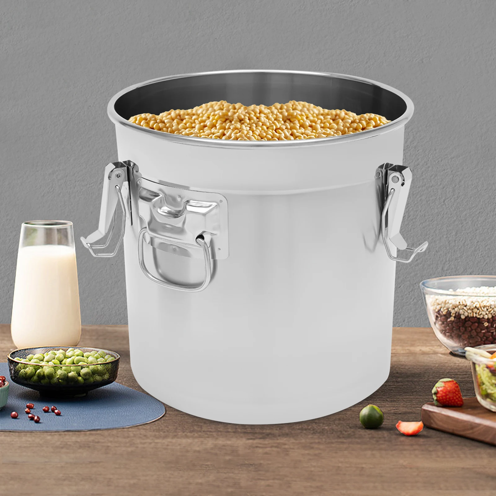 

Контейнер для хранения из нержавеющей стали 304, 710 унций, 12,99x11,81 дюйма, с двойной герметизацией и ручкой, для ресторанов, кухонь, отелей, хранения продуктов