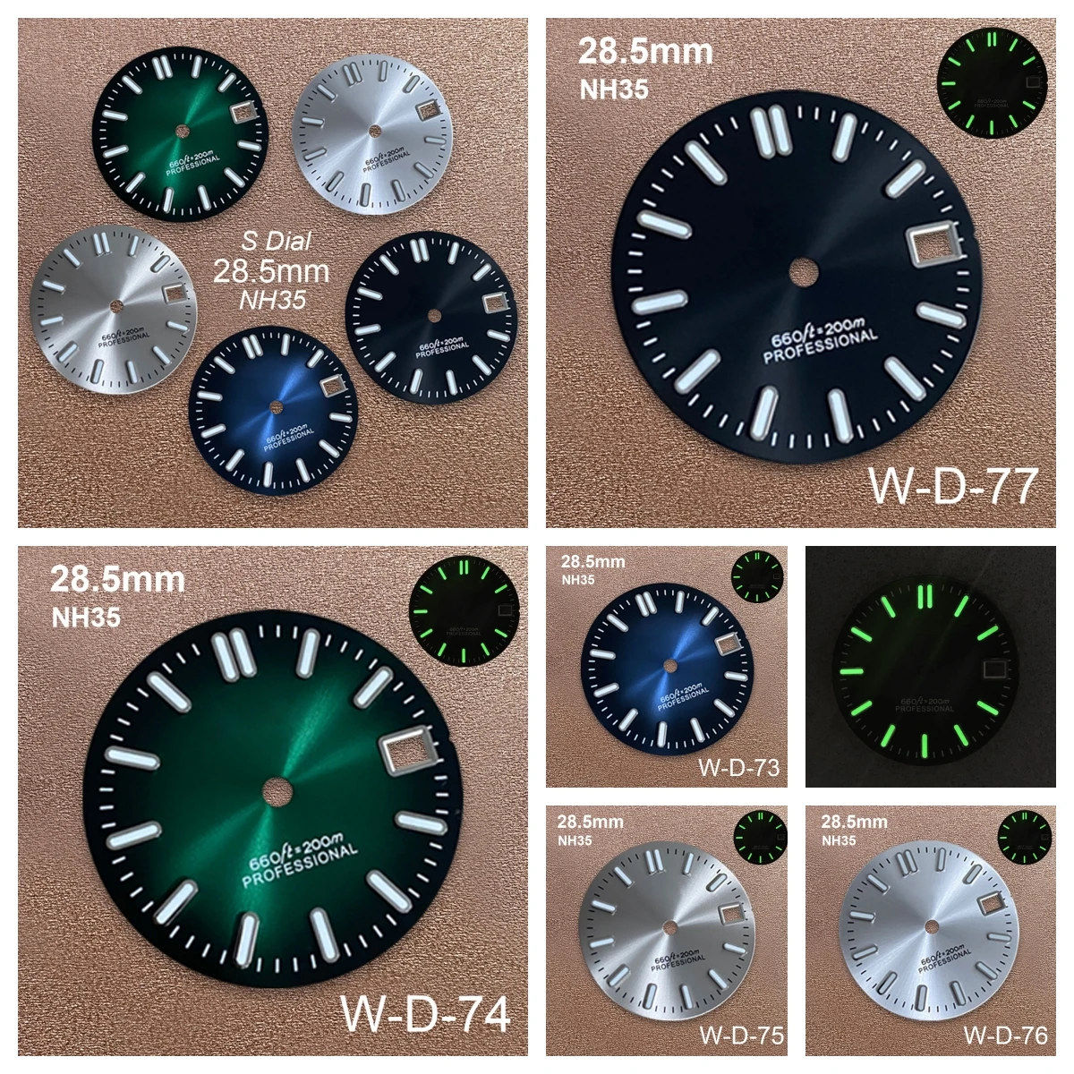

28.5mm S Logo Dial Suitable For NH35/NH36/7S/4R Movement Green Luminous High Quality Dial Watch Modification Accessories