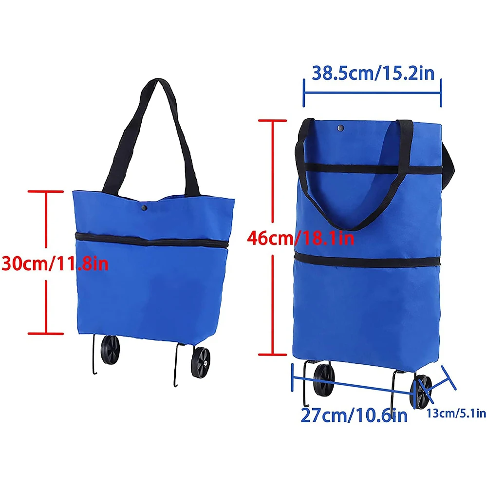 Multifunctional Reusable Shopping Cart Food Tote Bag Foldable Supermarket Shopping Trolley with Wheels Eco Large Grocery Handbag