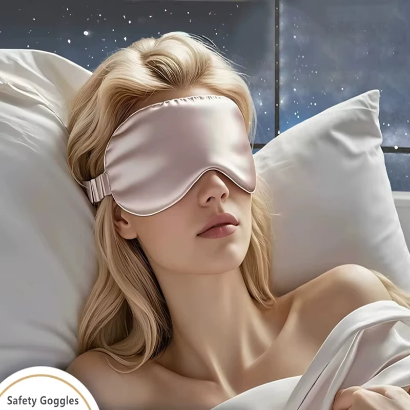 Masque de sommeil en soie double face, bloquant la lumière, respirant, pour le voyage, masque de protection pour les yeux, lunettes de sécurité