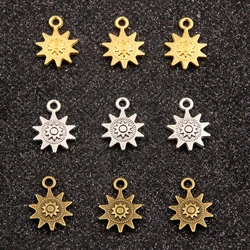 30PCS 3 Color 12X17mm New Product Alloy Double Sided Sun Charms For Jewelry Making DIY Handmade Small Steampunk Pendant