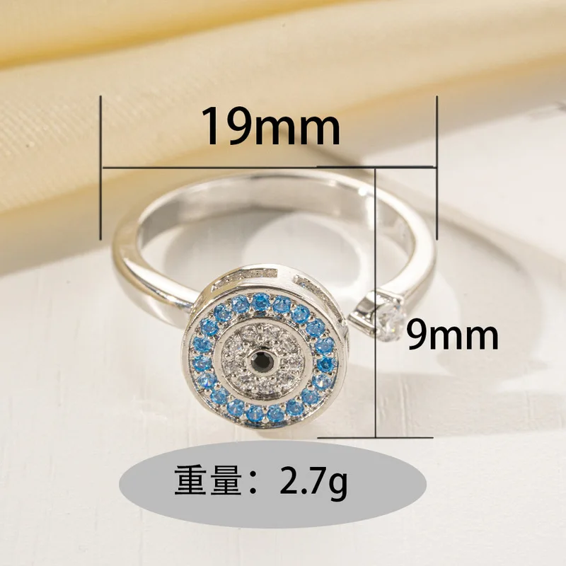 Viking Evil Eyes Rotating Adjustable Knuckle Rings For Women Crystal Anxiety Relief Spinning Ring Fidget Spinner Bague Femme